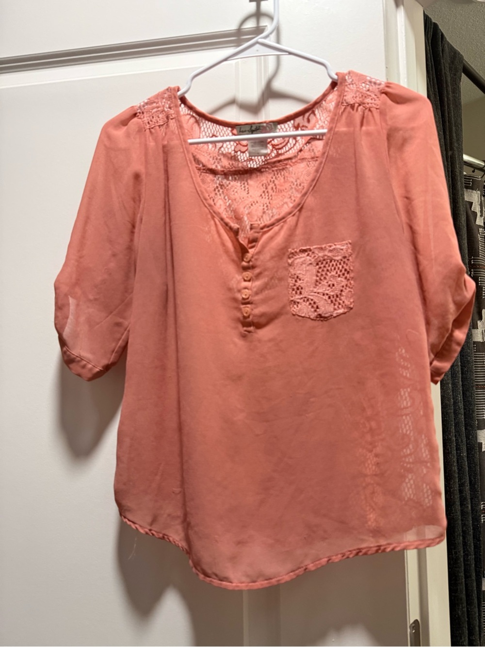 Love Sam Coral Lace-Detail Blouse